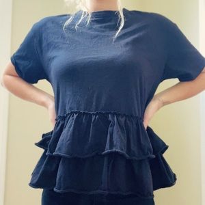 Forever 21 black ruffle top